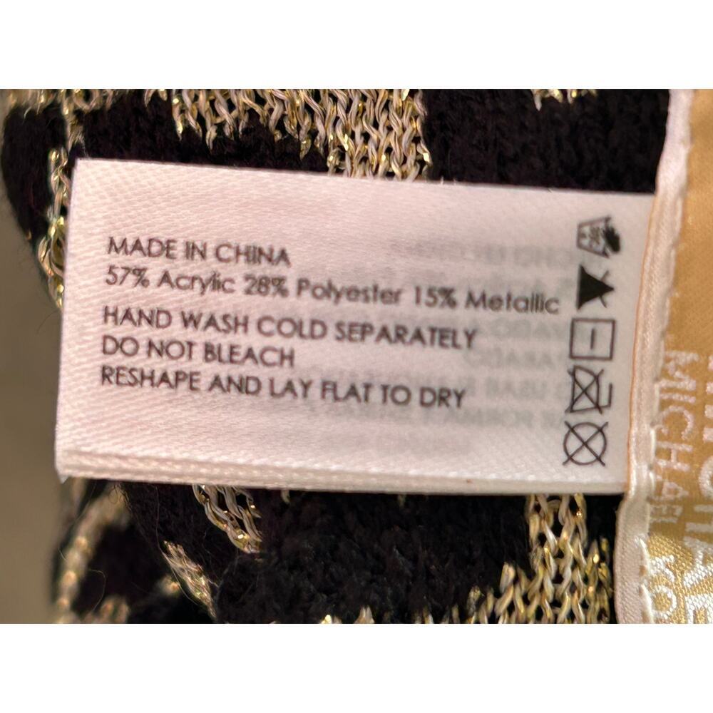 Michael Kors‎ Metallic Leporad Beanie in Black and Gold - Picture 5 of 6